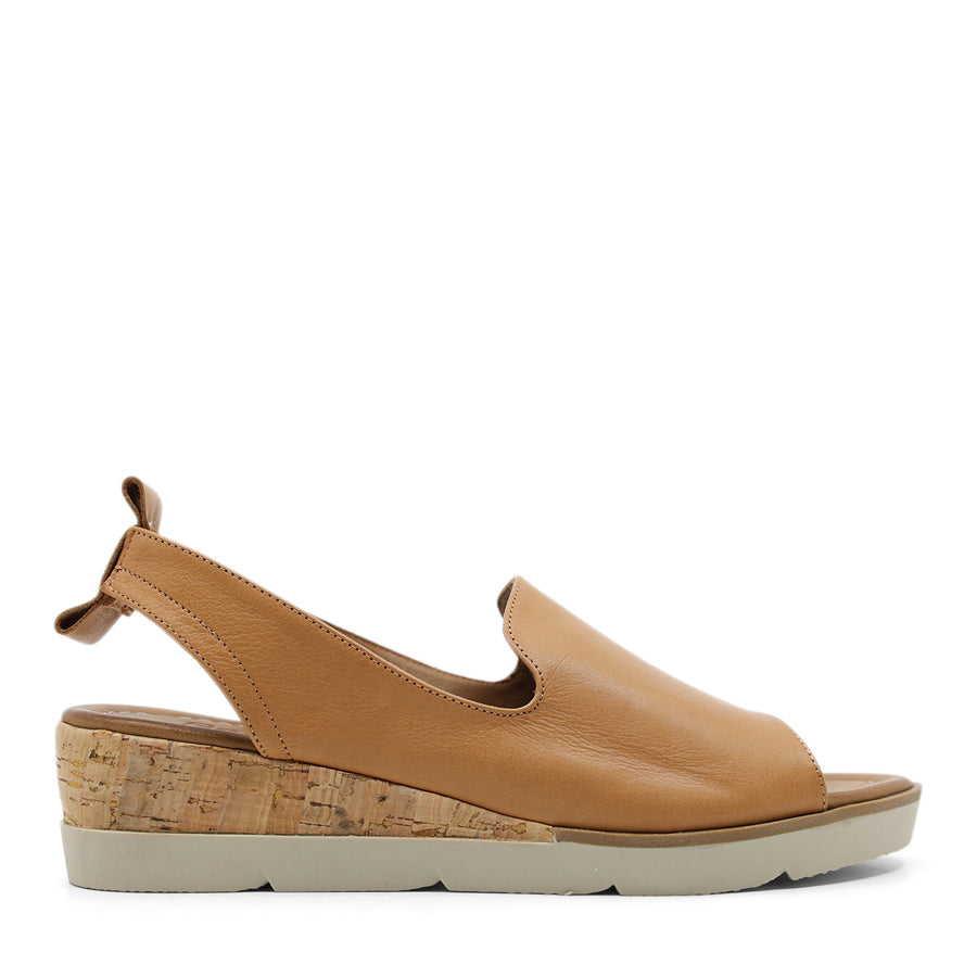 COCONUT TAN BROWN SLIP ON WEDGE HEEL SANDAL