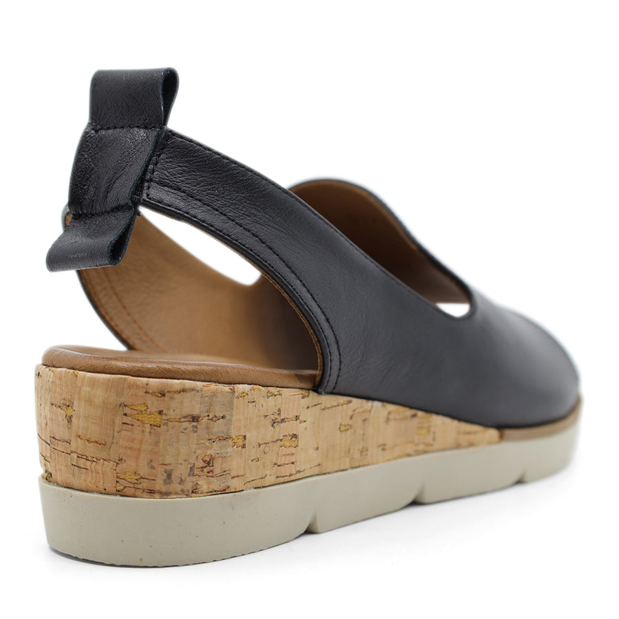 BLACK SLIP ON WEDGE HEEL SANDAL