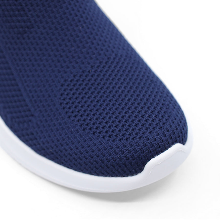 NAVY SLIP IN SLIP ON WHITE SOLE FLAT SNEAKER