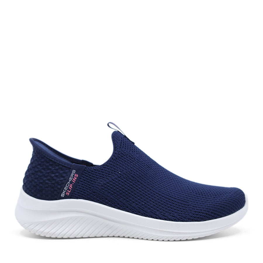 NAVY SLIP IN SLIP ON WHITE SOLE FLAT SNEAKER