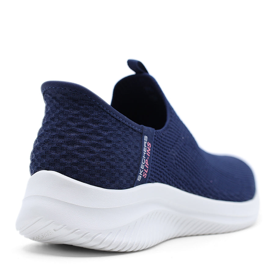 NAVY SLIP IN SLIP ON WHITE SOLE FLAT SNEAKER