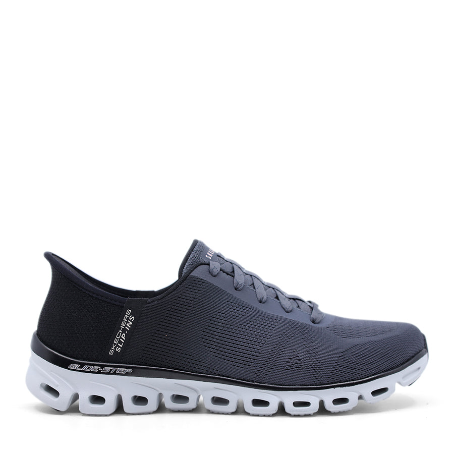 SKECHERS SLIP IN LACE UP BLACK CHARCOAL GREY SNEAKER