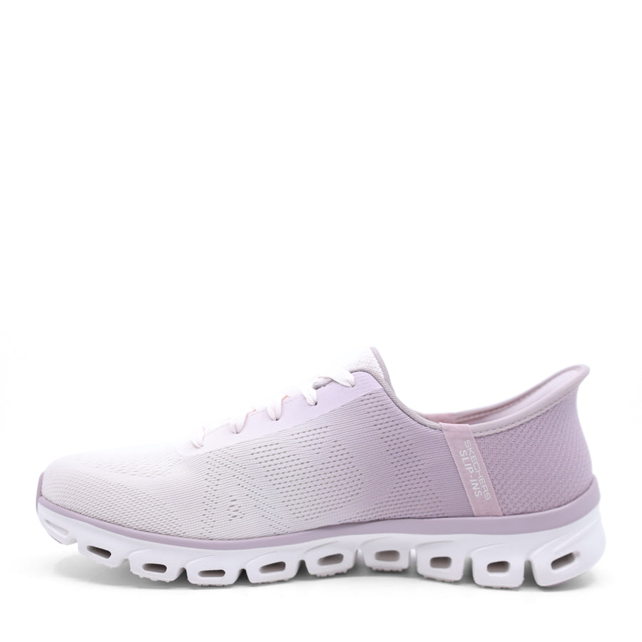 SKECHERS SLIP IN LACE UP MAUVE PURPLE WHITE SNEAKER