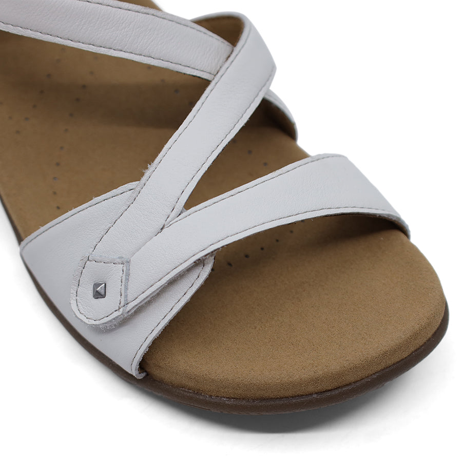 WHITE VELCRO CROSS OVER STRAPS SANDAL