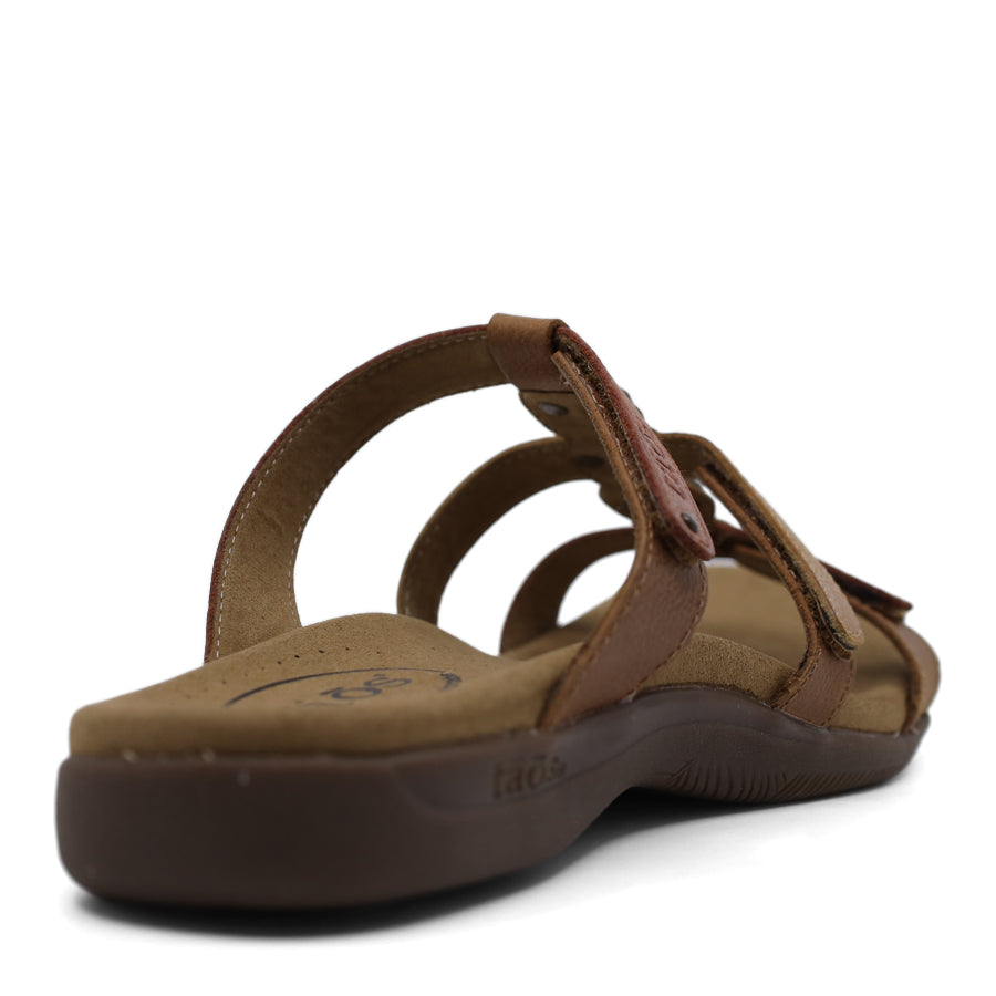 HARVEST BROWN MULTI THREE STRAP VELCRO SLIDE SANDAL