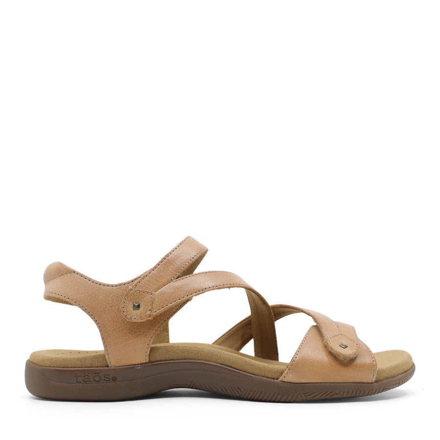 NATURAL TAN BROWN VELCRO CROSS OVER STRAPS SANDAL