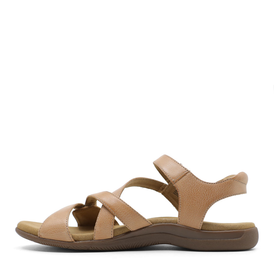 NATURAL TAN BROWN VELCRO CROSS OVER STRAPS SANDAL