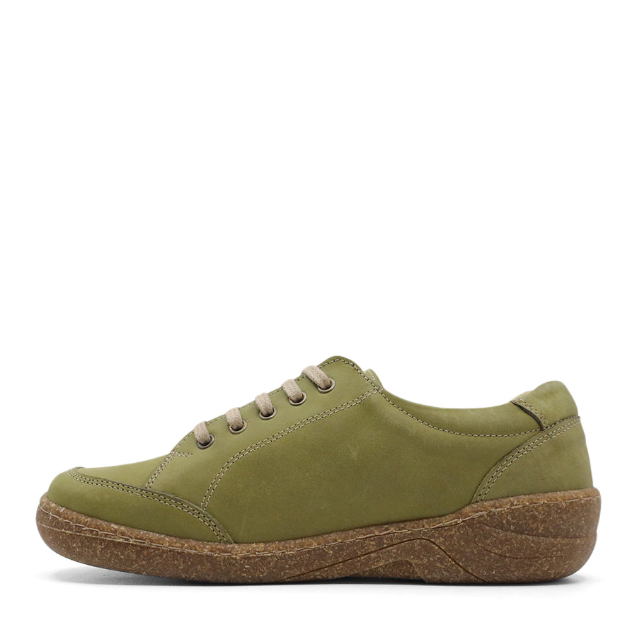 GREEN LEATHER LACE UP SNEAKER WITH SIDE ZIP