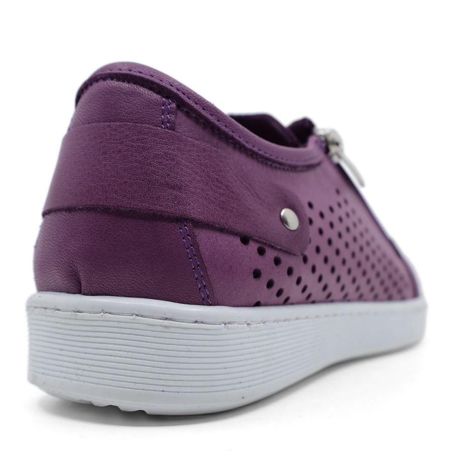 VIOLET PURPLE LASERCUT HOLE PUNCHED LACE UP ZIP UP SNEAKER