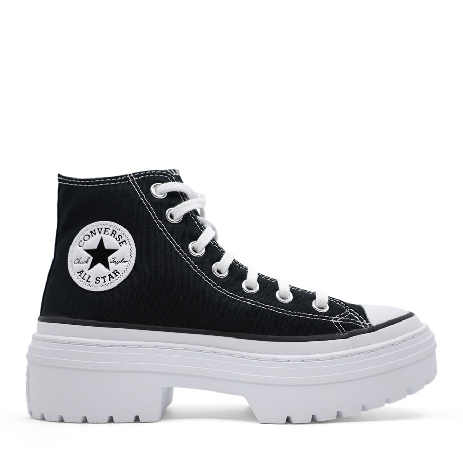 BLACK CANVAS UPPER WHITE PLATFORM SOLE LACE UP HIGH TOP SNEAKER