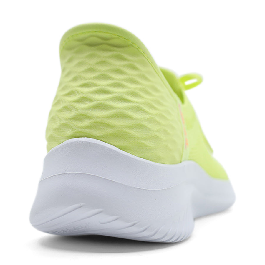 YELLOW UPPER WHITE SOLE SLIP IN LACE UP SNEAKER